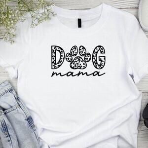 Dog Mama Leopard Print Cute Pet Lover Mothers Day Graphic T Shirt